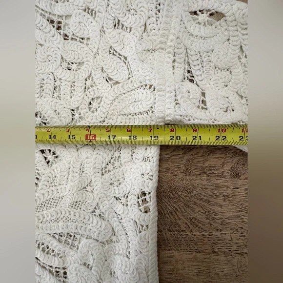 Anthropologie Open Front Crochet Lace Kimono Cropped Cardigan Jacket small - Picture 13 of 16